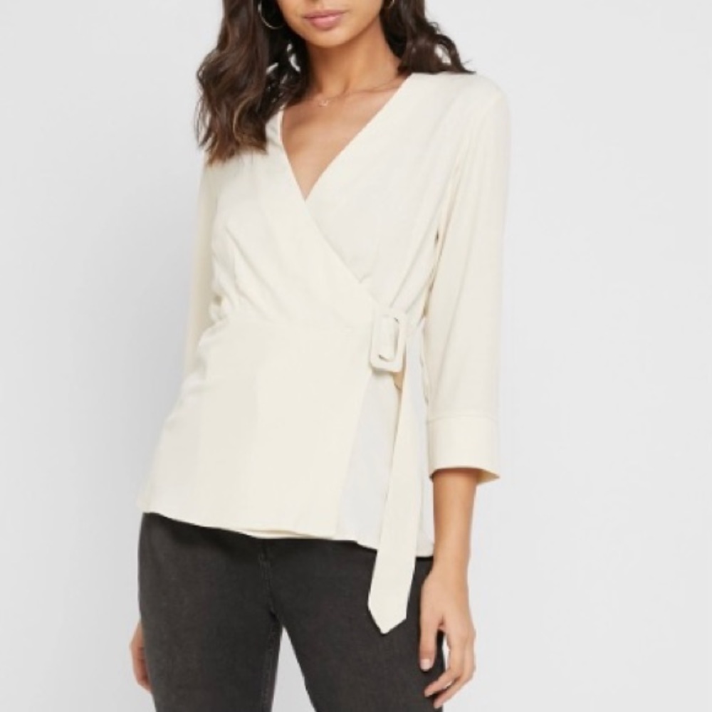 Topshop Cream Belted Blouse Size 4